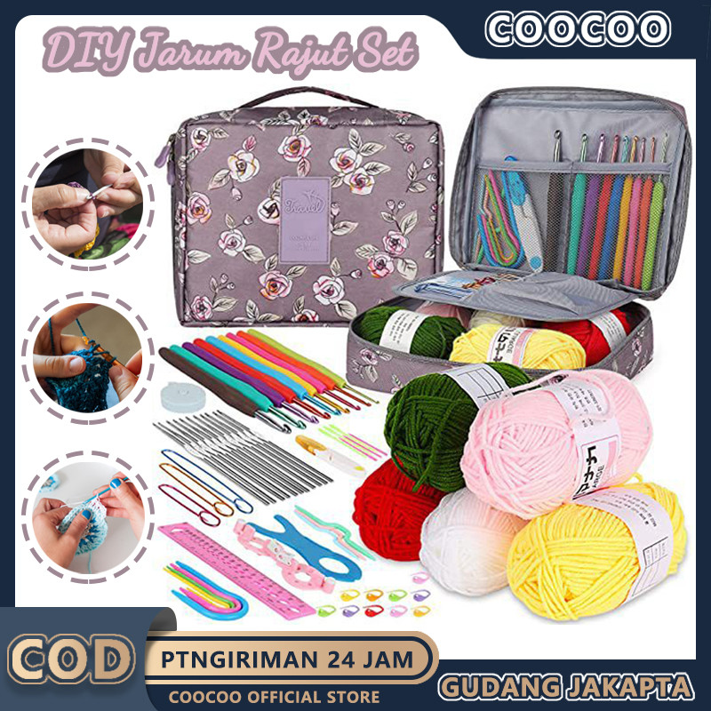 Jual DIY Jarum Rajut Set 58pcs Pemula Lengkap/Alat Rajut Set ...