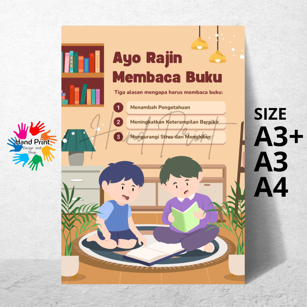 Jual Cetak Poster Ajakan Ayo Rajin membaca Buku Size A3+ | Shopee Indonesia
