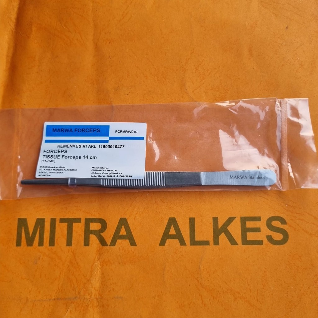 Jual Pincet Chirugist 14 cm MARWA - SAFFA. Tissue Forceps 14cm. Pinset ...