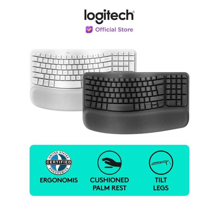 Jual Logitech Wave Keys Keyboard Ergonomic Wireless Bluetooth dan Palm ...