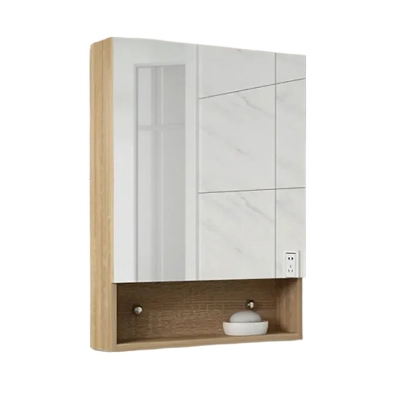 Jual Modern Bathroom Mirror Cabinet Solid Wood Waterproof Toilet Small ...