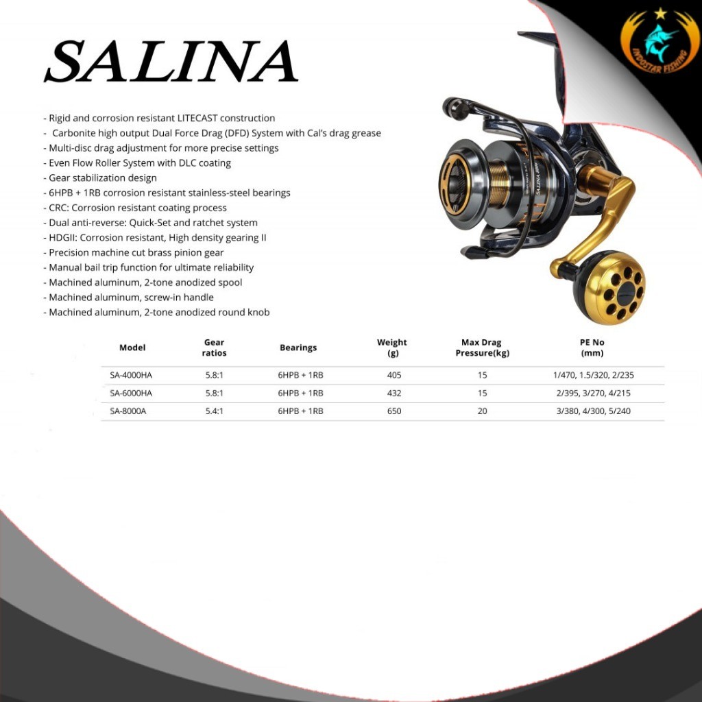 harga reel okuma salina 3 Saltwater Spinning Reels The three larger size reels feature a manual bail trip function. Okuma Salina Reel | Bilimoria