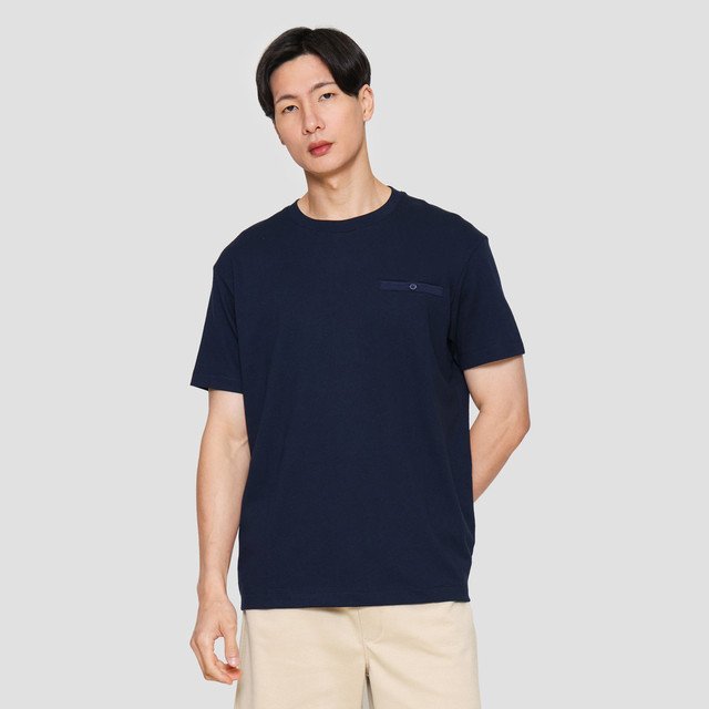 Cole Solid Texture Repeat Pocket Polo Lengan Pendek Pria