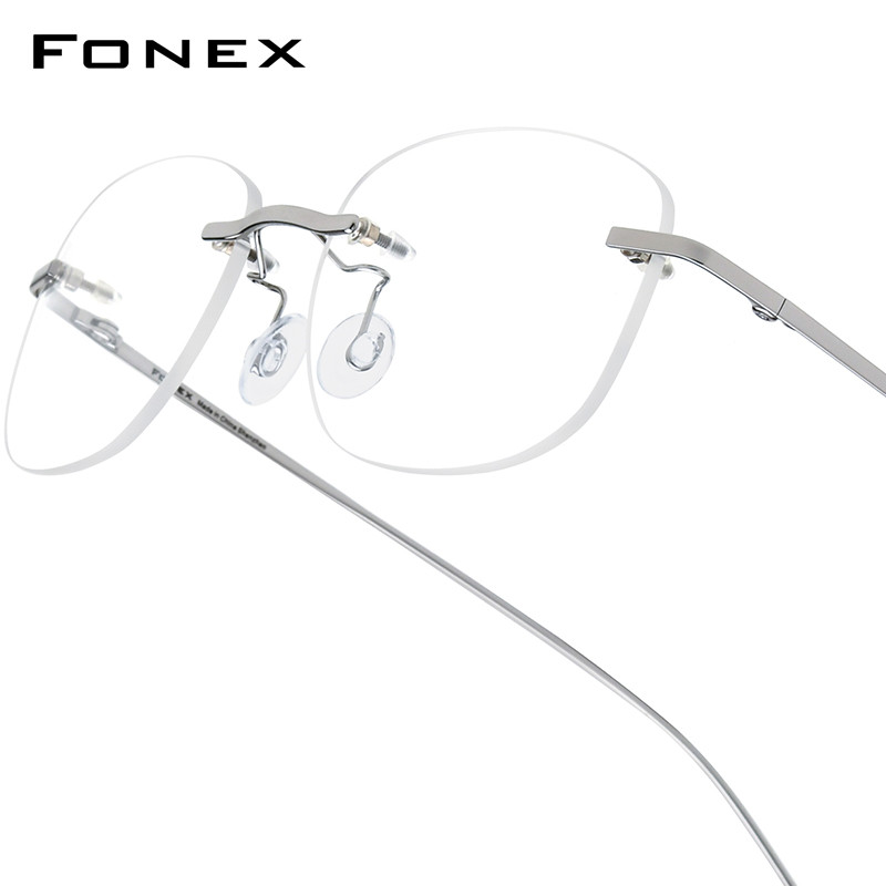 Jual FONEX Alloy Glasses Frame Men New Brand Design Rimless Square ...