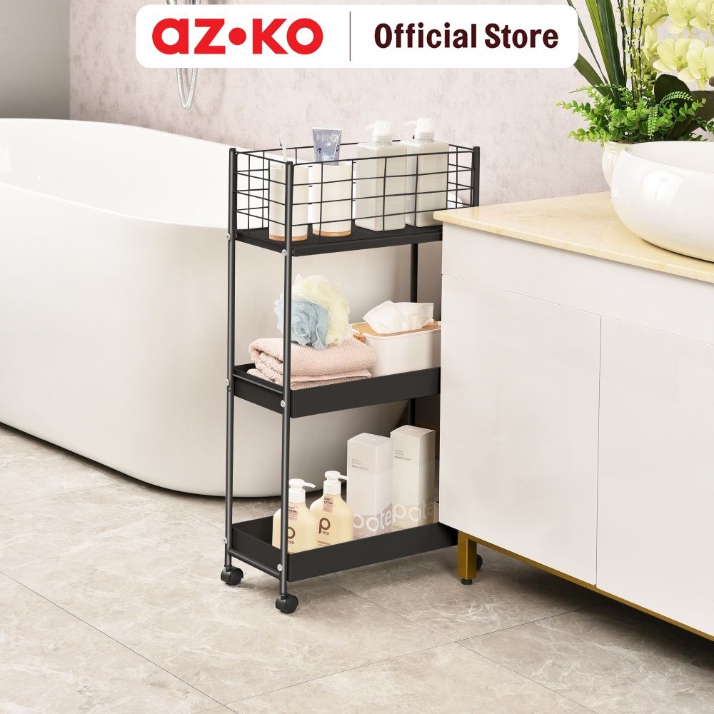 Jual AZKO Stora Kassy Rak Troli 3 Tingkat Slim - Hitam Tempat ...