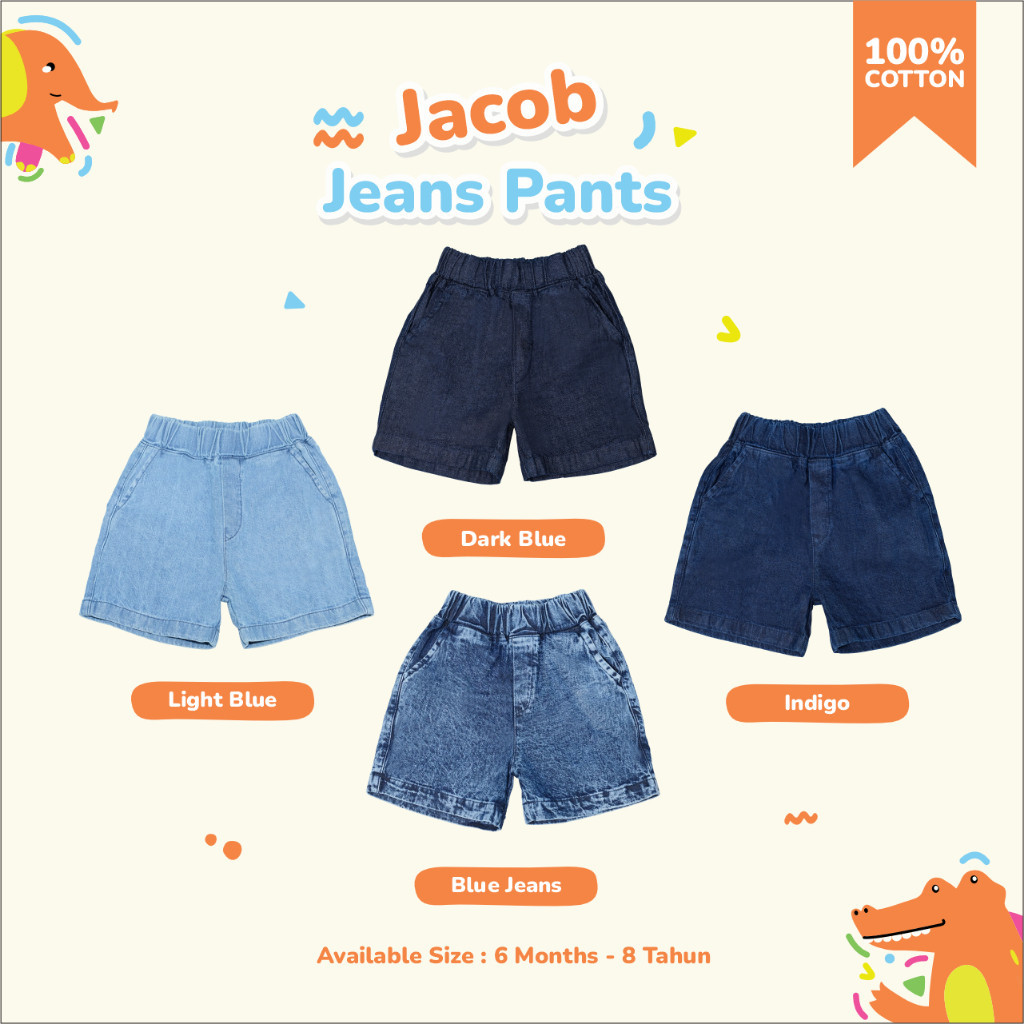 Little M Rib Chambray Cut N Sewn Patch Celana Pendek Anak Laki-Laki