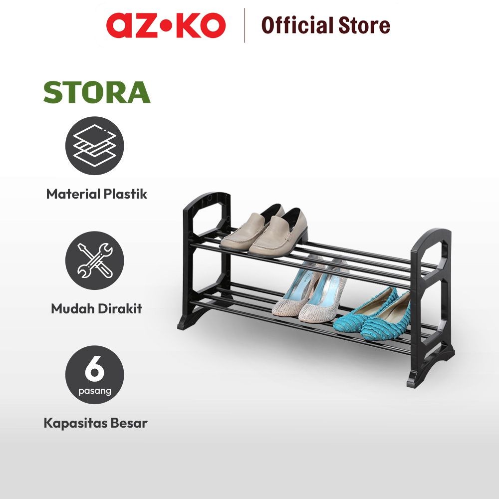 Jual AZKO Stora Rak Sepatu Stackable 2 Tingkat - Hitam Shoe Rack Lemari ...