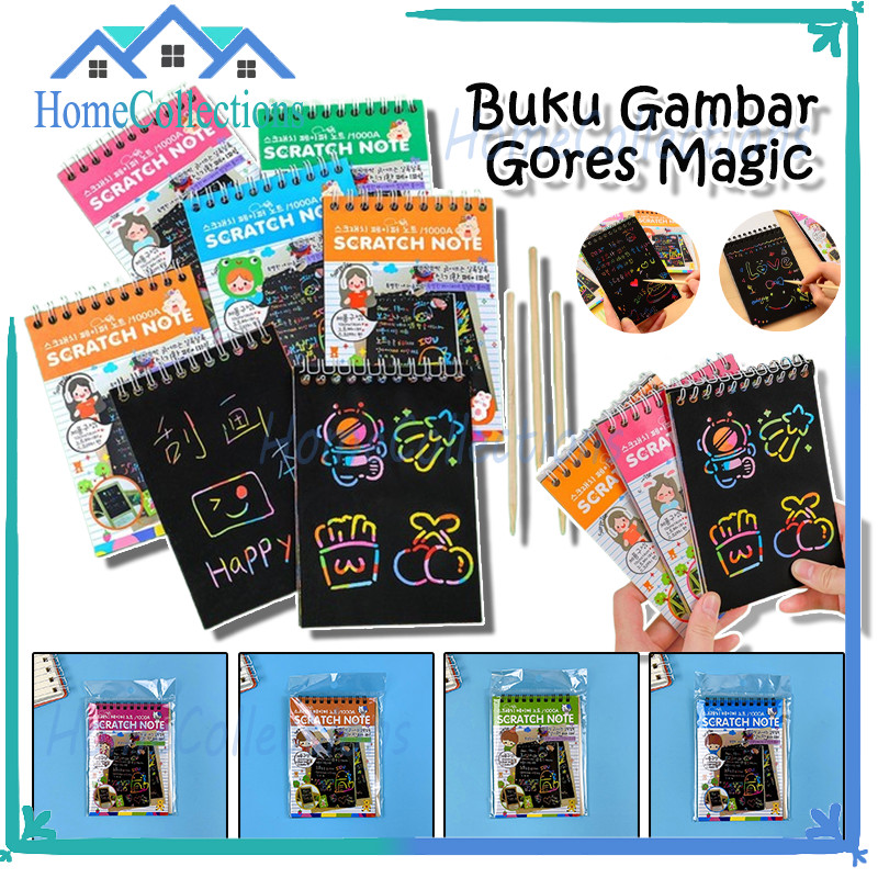 Jual Scratch Note / Buku Magic Warna / Black Cardboard Mini / Scratch ...