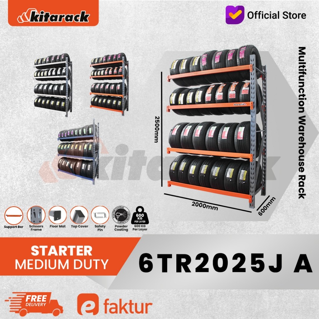 Jual KITARACK Tire Rack 6TR2025J Jointer Rak Ban Motor Mobil 600KG Rak ...