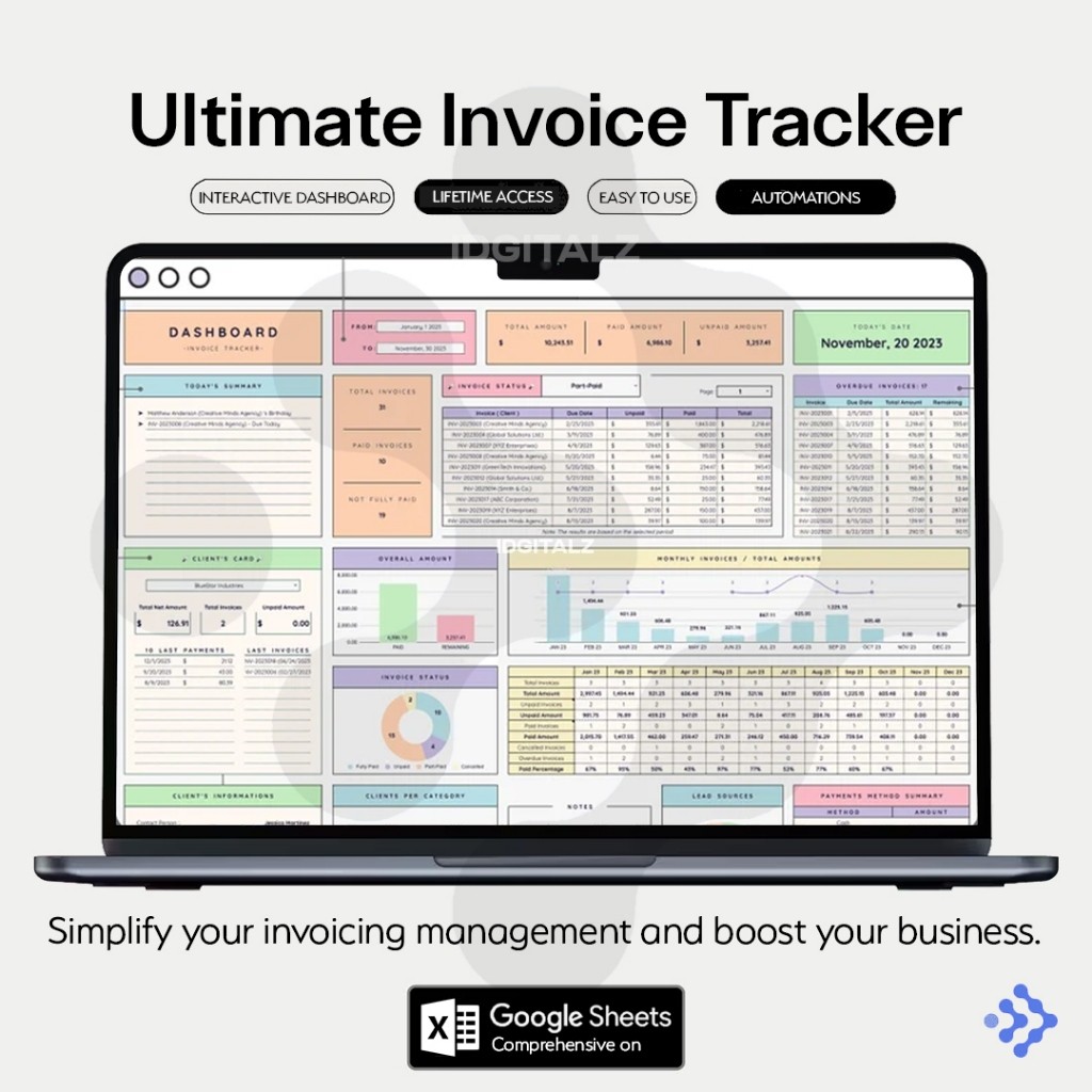 Jual [T0136] Ultimate Invoice Tracker - Template Penagihan Bisnis Kecil ...
