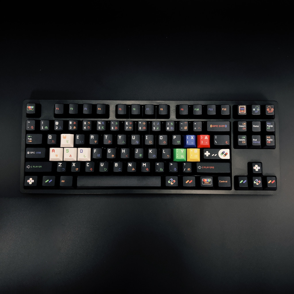 Jual SFC Permainan Jepang Keycaps Hitam Cherry Profil PBT Dye-sub 141 ...