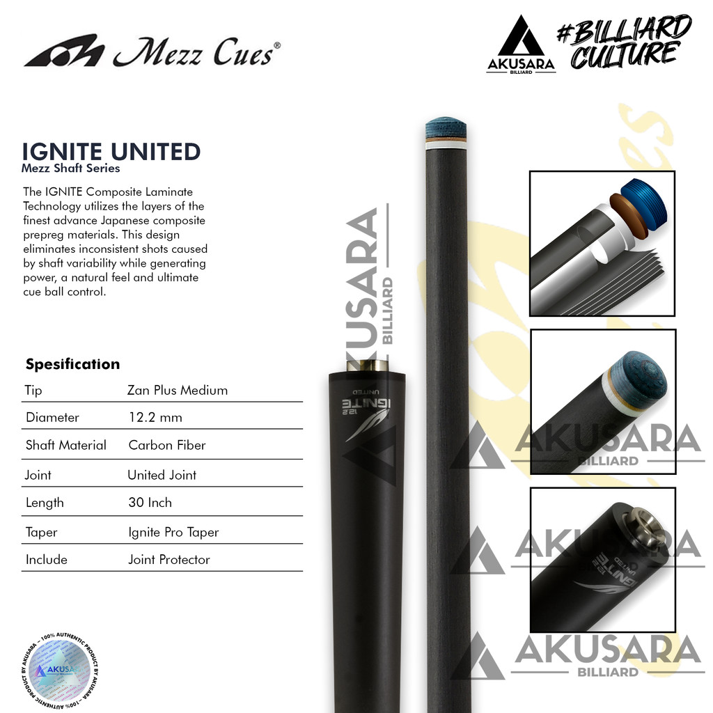 IGNITE 12.2mm UJ MEZZメッジシャフトIGNITE 12.2 ビリヤードUNITED