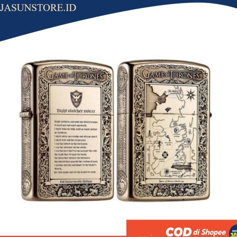 Jual Korek Api JP Gold Grafir Game Of Thrones Full Side 5 sisi premium ...