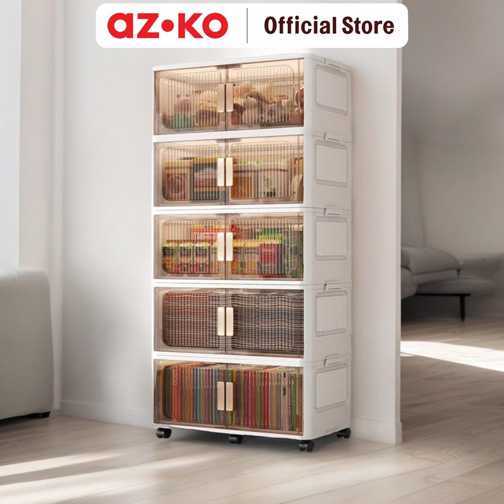 Jual AZKO Stora Lemari Lipat 5 Tingkat Dengan Roda - Putih Lemari ...