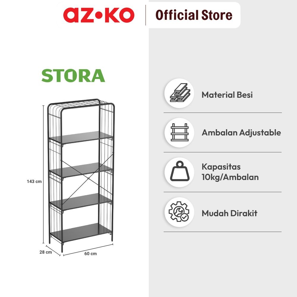Jual AZKO Stora Nordic Rak Besi 5 Tingkat - Hitam Organizer Serbaguna ...