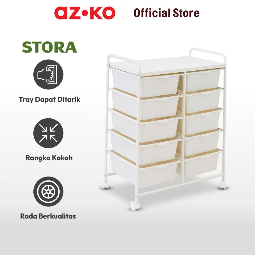 Jual AZKO Stora Rak Penyimpanan Dengan 10 Tray Plastik - Putih ...