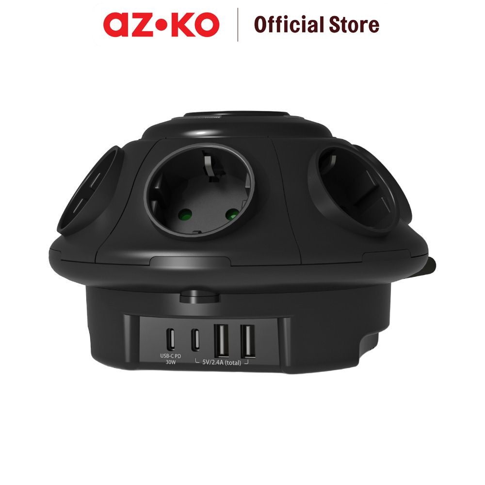 Jual AZKO Krisbow Stop Kontak Ufo 6 Soket Dengan 4 Port Usb A & C ...