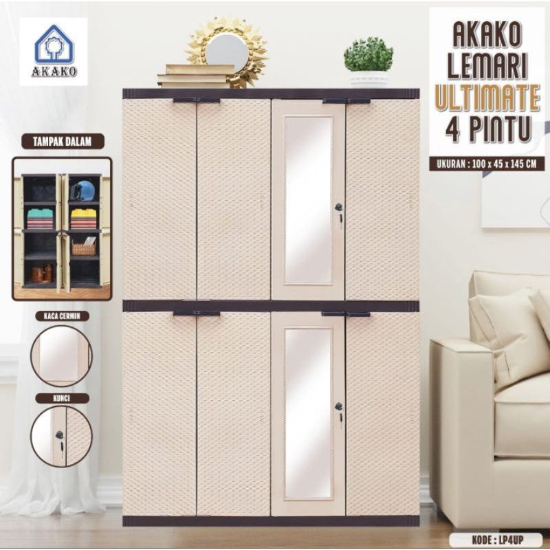 Jual AKAKO - Lemari Full RAK Jumbo + Kaca + Kunci Motif Ultimate Large ...