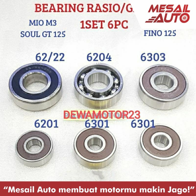 Jual BEARING LAHER RASIO GARDAN 1 SET MIO M3 125 MIO SOUL GT 125 FINO ...