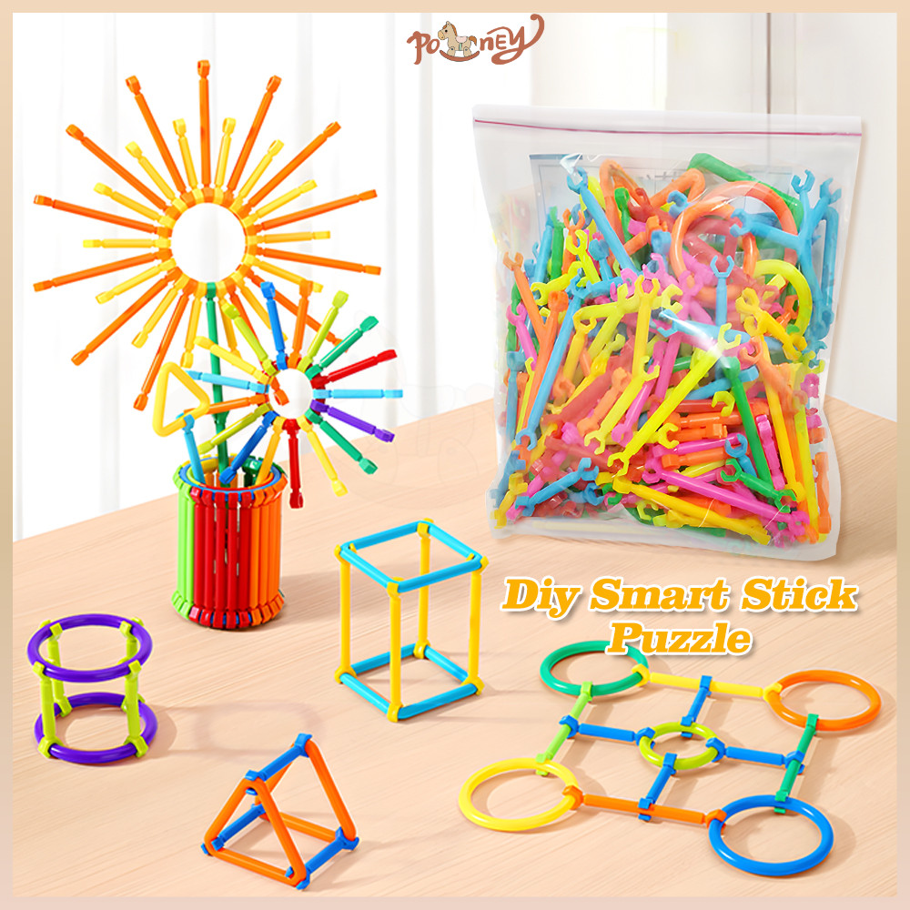 Jual Poney Mainan Magic Straw 4d Pipa Puzzle 100 Pcs Smart Sticks ...