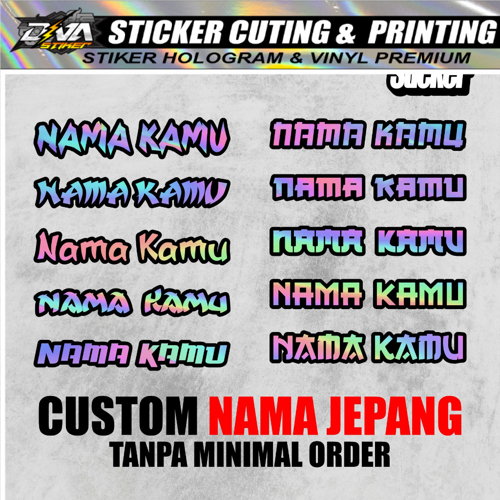 Jual Stiker nama custom nama sendiri Stiker Cutting FONT JEPANG ...