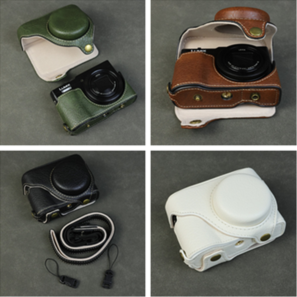 Étui En Cuir PU Pour Panasonic Lumix ZS99 / TZ99 - Protection Complète Avec Bandoulière - Marron