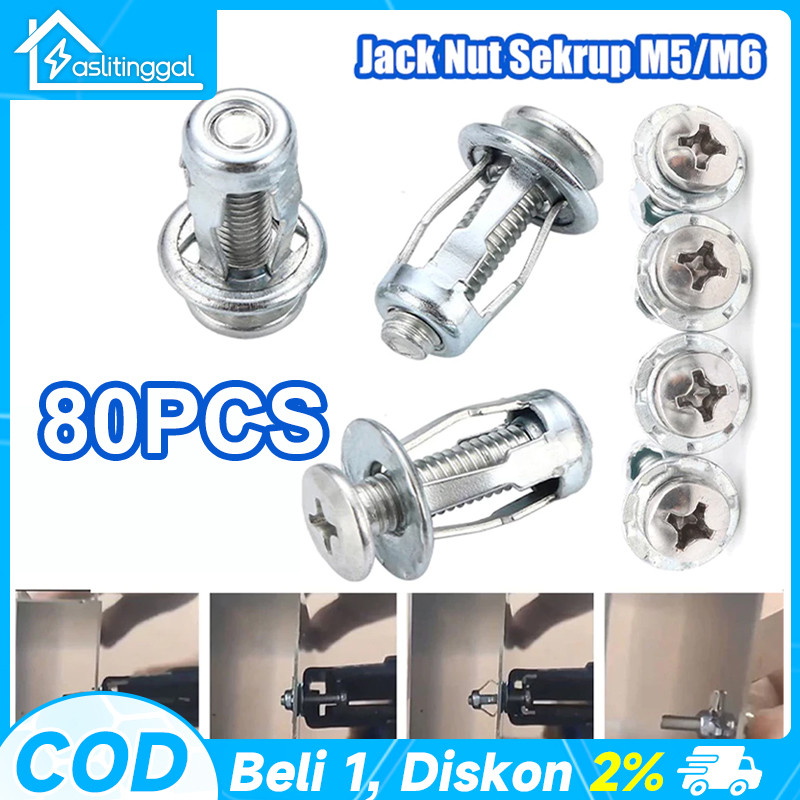 Jual 80PCS Jack Nut - Rivet Plat Metal Mur Baut Drat Sekrup Fisher M4 ...