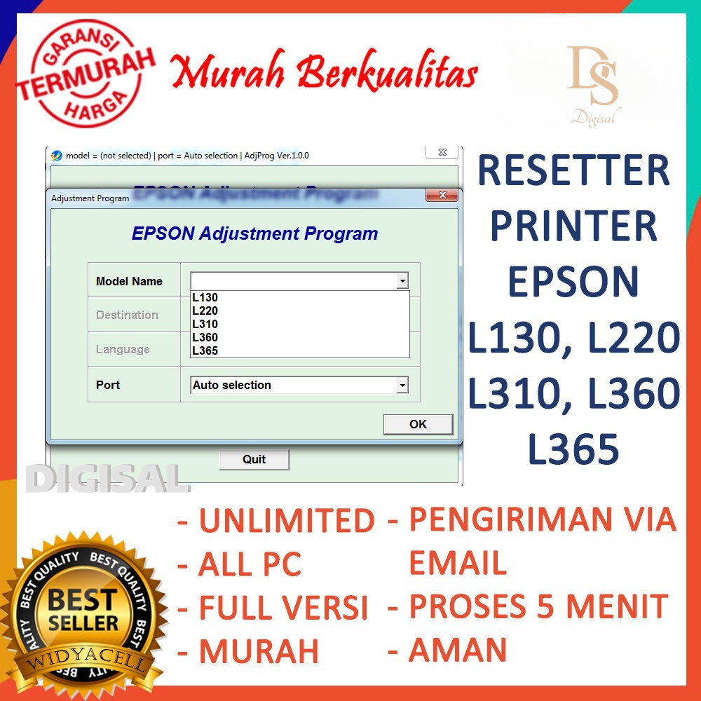 Jual SOFTWARE RESETTER/ RESET / RESETER PRINTER EPSON L130 L220 L310 ...