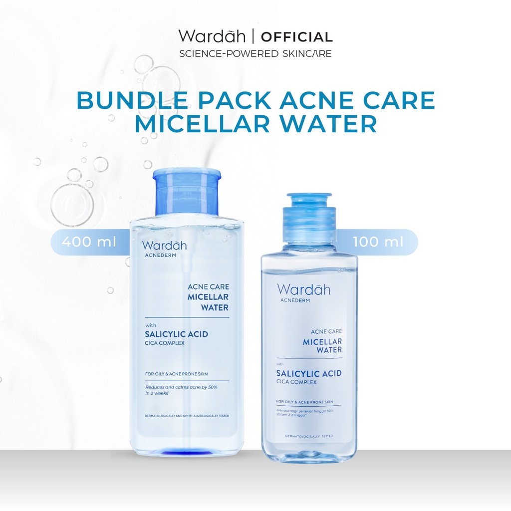 [TWINPACK] Wardah Micellar Water 100 ml + Micellar Water 400 ml - Pembersih Wajah Tanpa Bilas