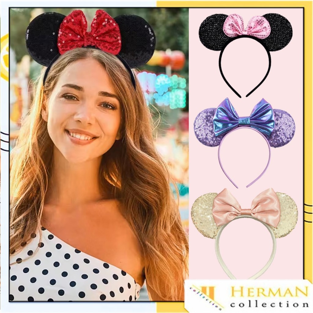 Jual HC Bando Karakter Telinga Mickey dan Minnie Glitter Jumbo Bando ...