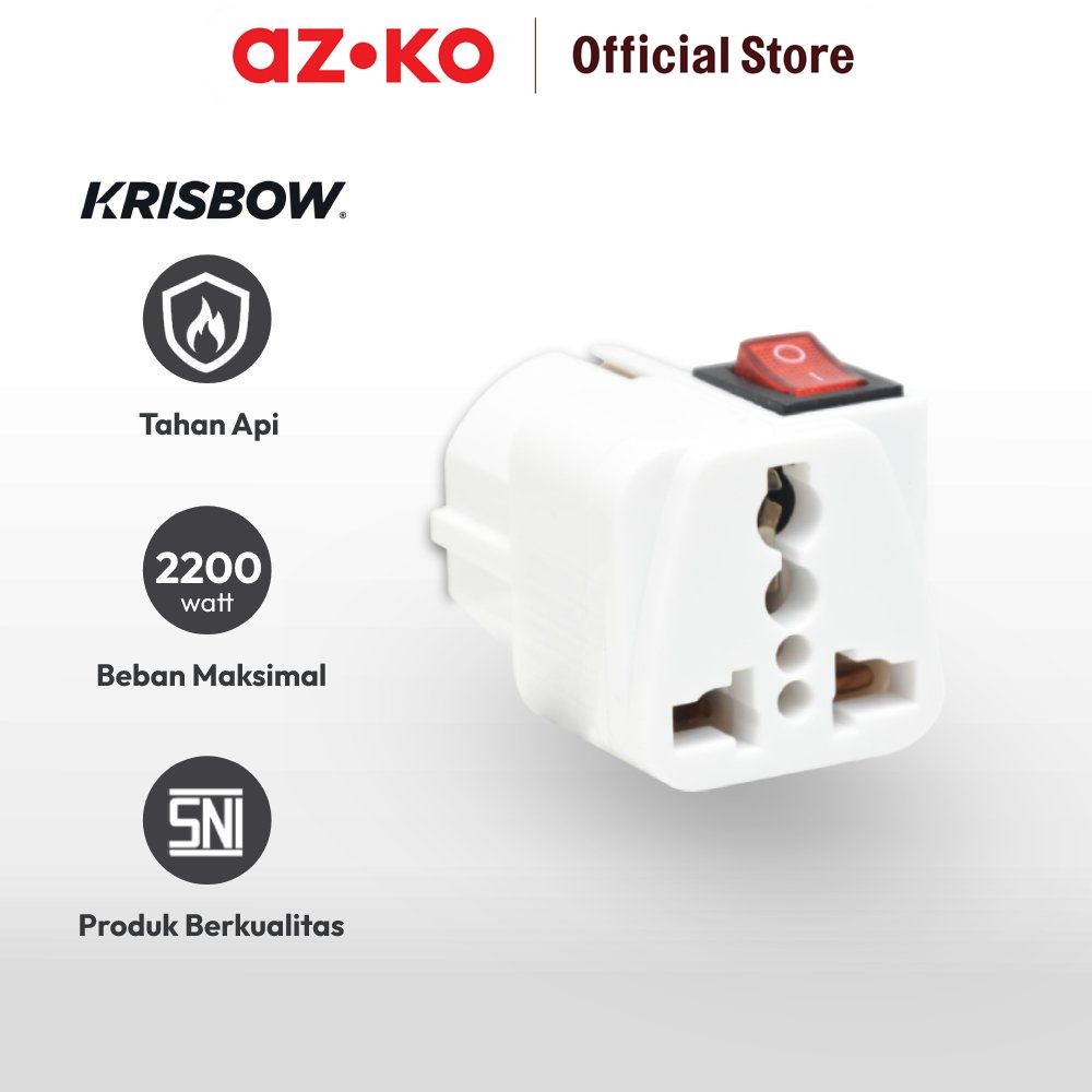 Jual AZKO Krisbow Steker Arde Adaptor Travel Dengan Switch - Putih ...