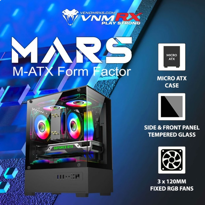 Jual VenomRX Casing PC Mars M-ATX With 3x120mm Fixed RGB Fan | Shopee ...