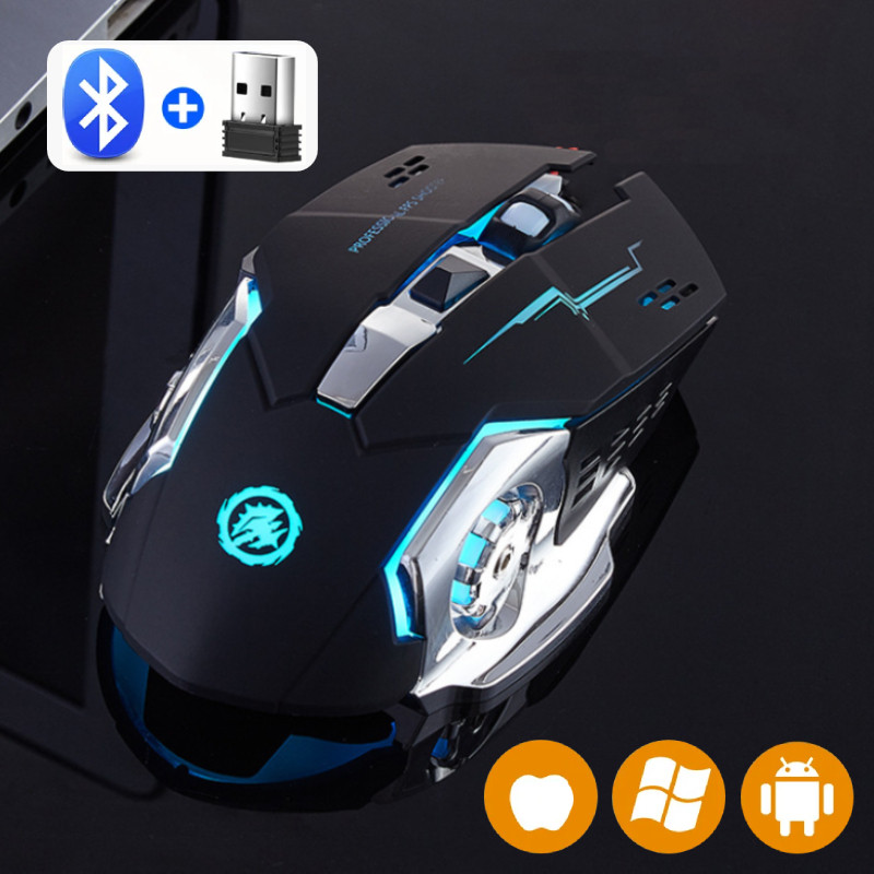 Jual Reargeable Wireless Mouse Gaming Computer Silent Bluetooth Mouse 2 ...