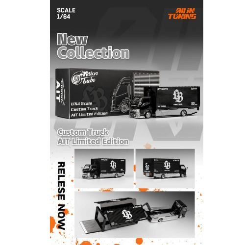 Camion Ala Personalizzato LBWK Liberty Walk Nero, MicroTurbo Scala 1:64, Modellino Nuovo