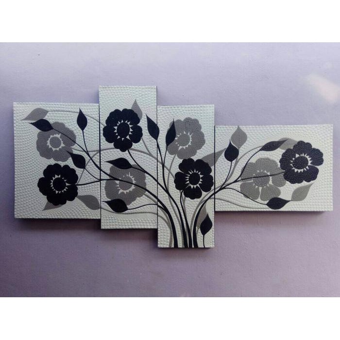 Jual lukisan panel minimalis bunga hitam putih | Shopee Indonesia