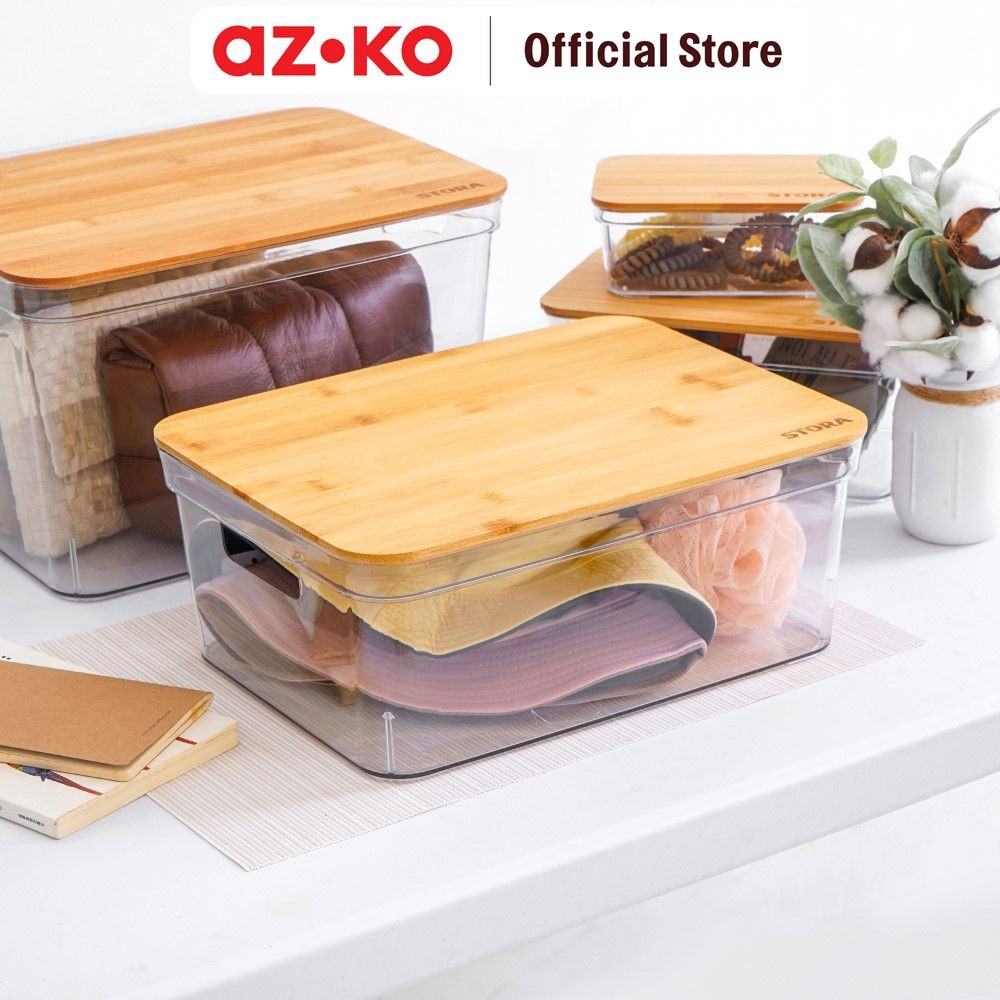 Jual AZKO Stora 12 ltr Kotak Penyimpanan Dengan Tutup Bambu Kotak ...