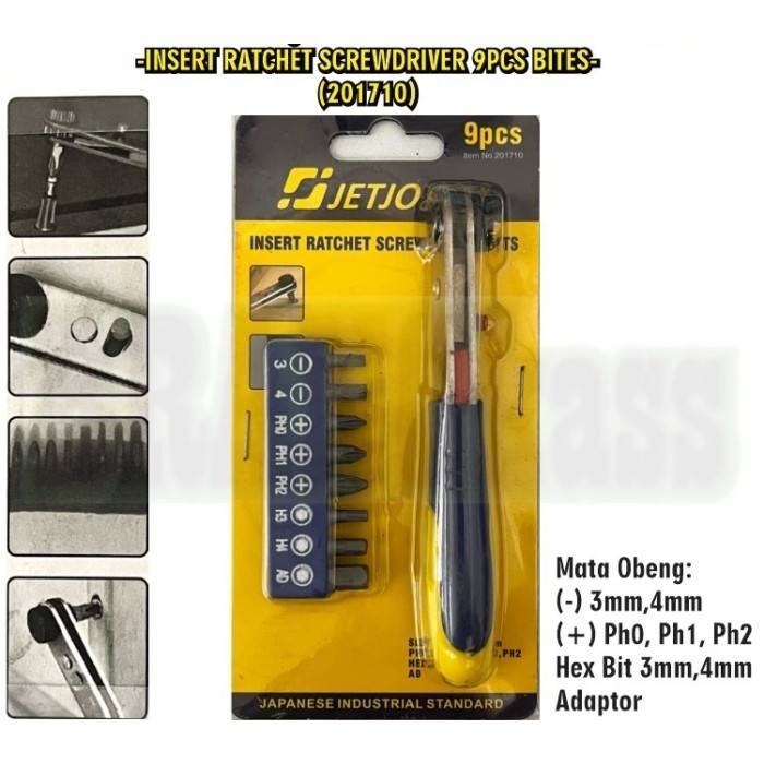 Jual JETJO TOOLS Kunci Obeng Ratchet Mini Isi Mata 9 Pcs Type Siku ...