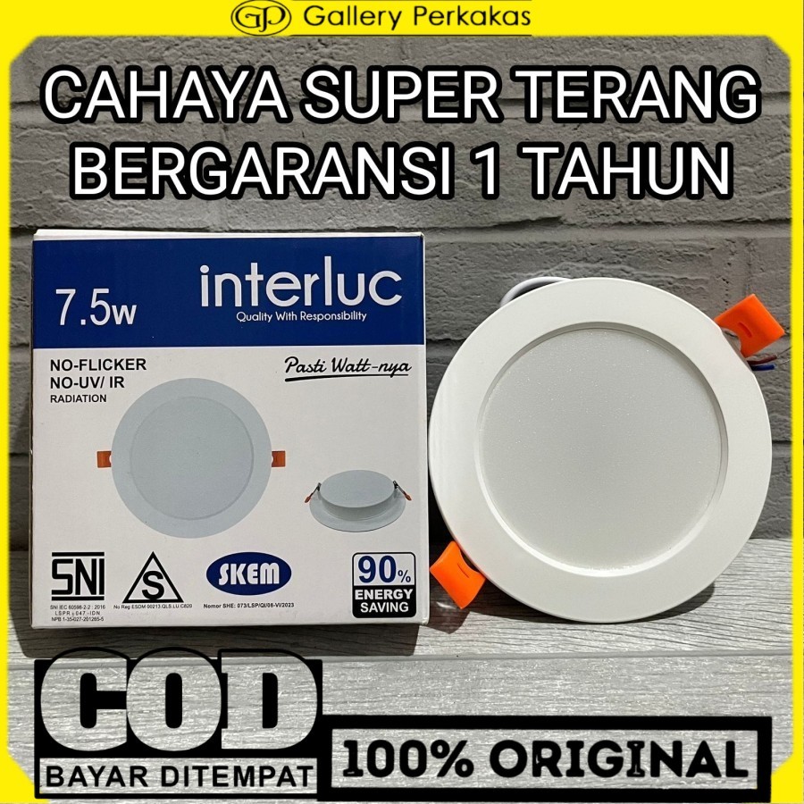 Jual INTERLUC LAMPU DOWNLIGHT PANEL LED 7,5W IB BULAT IN BOW TEMPEL ...