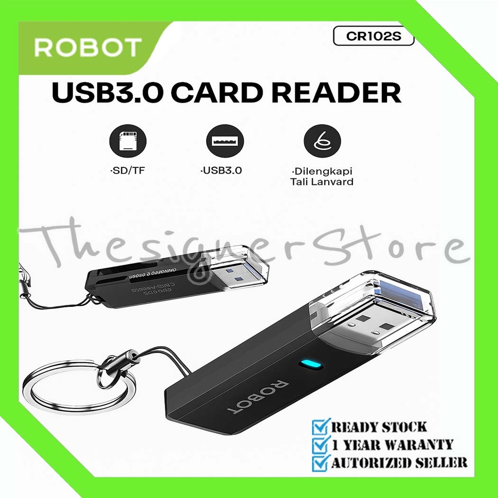 Jual ROBOT CR102S USB Card Reader 3.0 Cap Design with 2 Slot Card ...
