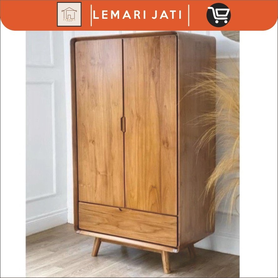 Jual Lemari Retro Lemari Pakaian Kayu Jati Aesthetic Minimalis 2 Pintu