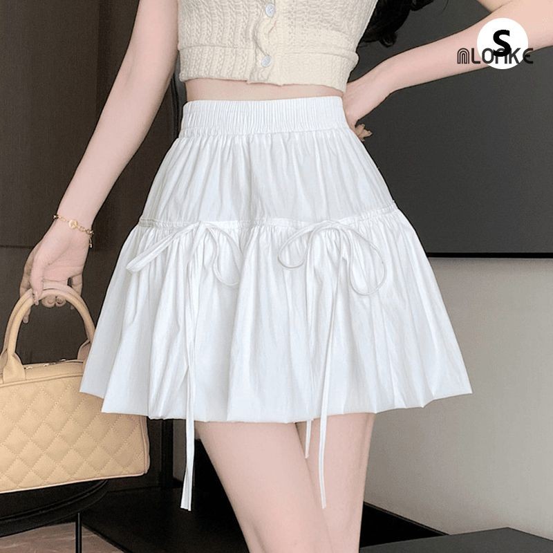 Jual NLONKE - Rok Berbulu Tepi Ruffle Rok Bertali Pinggang Tinggi Musim ...