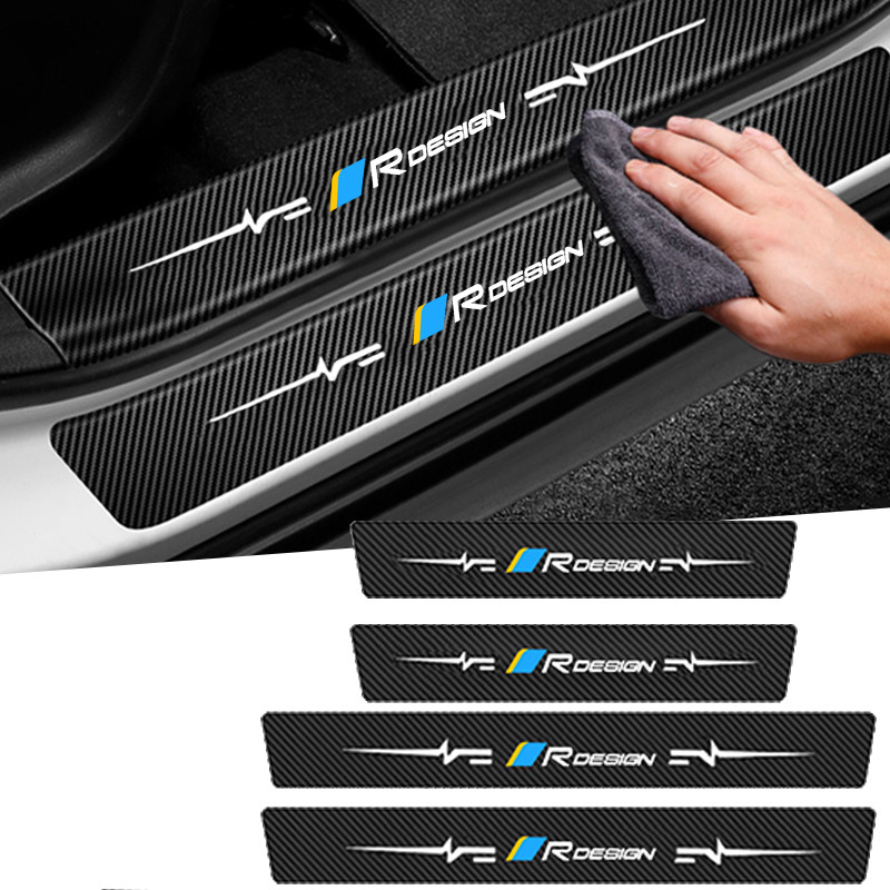 Jual Carbon Fiber Car Door Threshold Decals Scuff Plate Sill Protector ...
