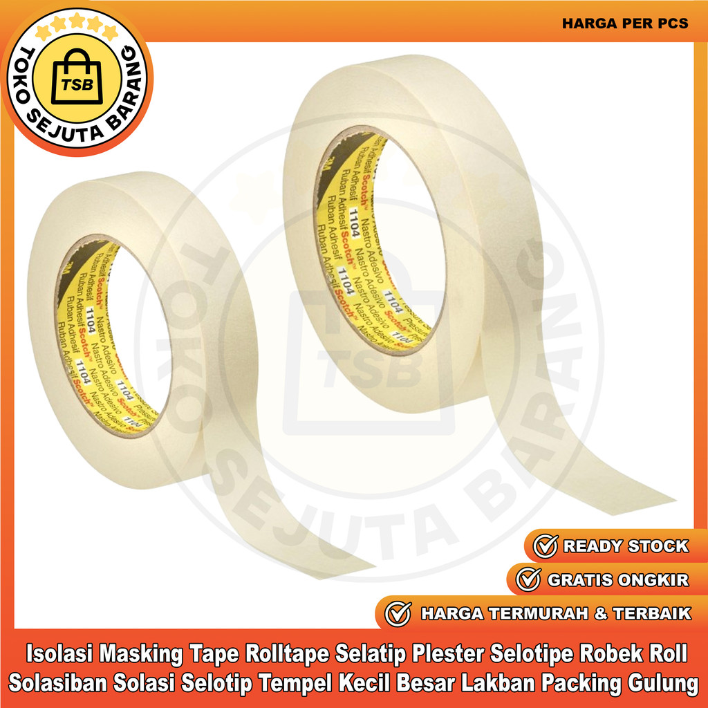 Jual Isolasi Masking Tape Rolltape Selatip Plester Selotipe Robek ...