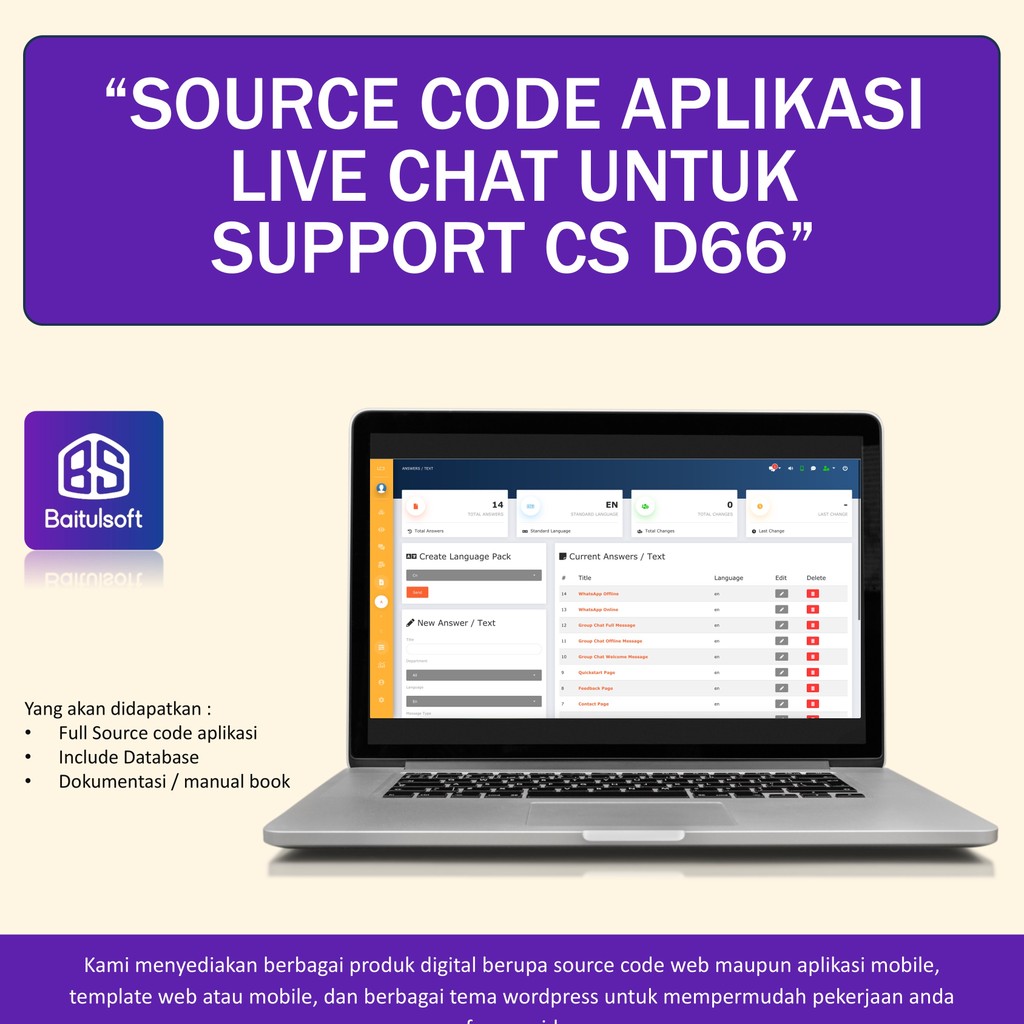 Jual SOURCE CODE APLIKASI LIVE CHAT UNTUK SUPPORT CS D66 | Shopee Indonesia
