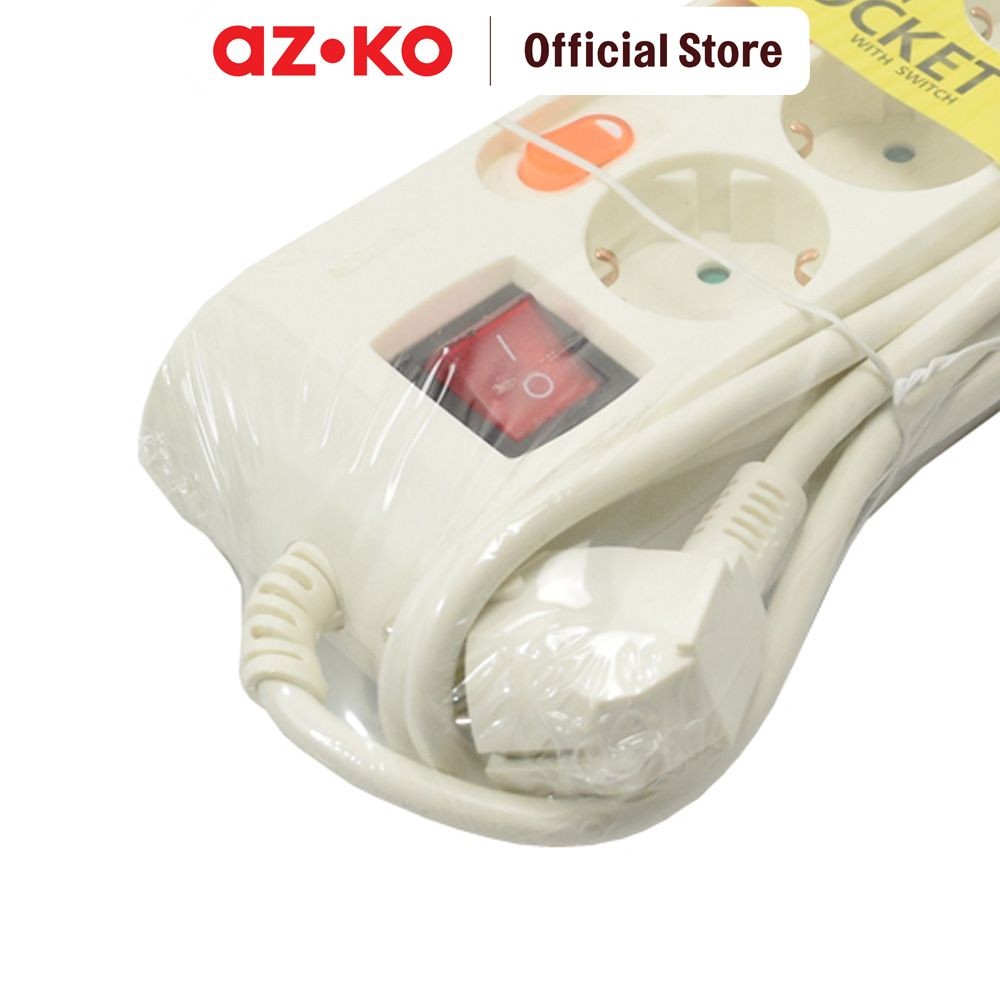 Jual AZKO Krisbow Stop Kontak 5 Soket Dengan Tombol On/Off - Putih ...