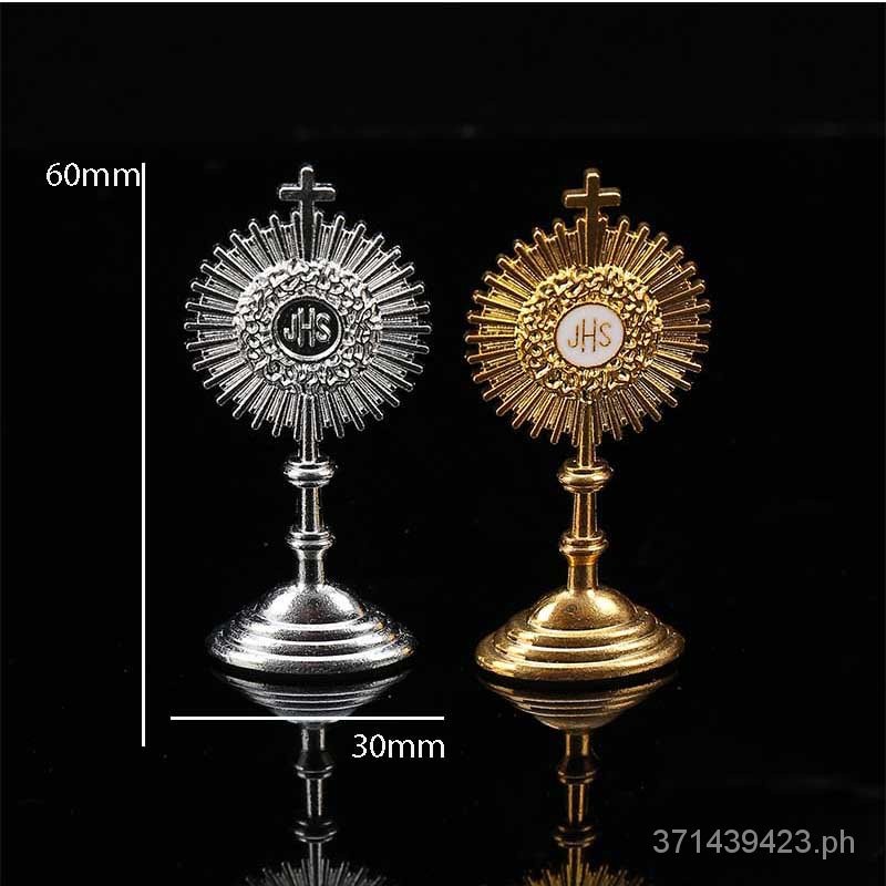 Ikon Dekoratif Baptistery Sacramento Emas Komuni Pertama Katolik 60mm*30mm, Souvenir Pembaptisan 3