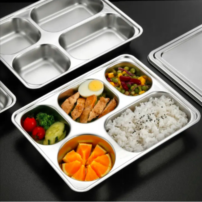 Jual Lunch Box 5 Sekat / Piring Tempat Makan Stainles Steel 5 Sekat SUS ...