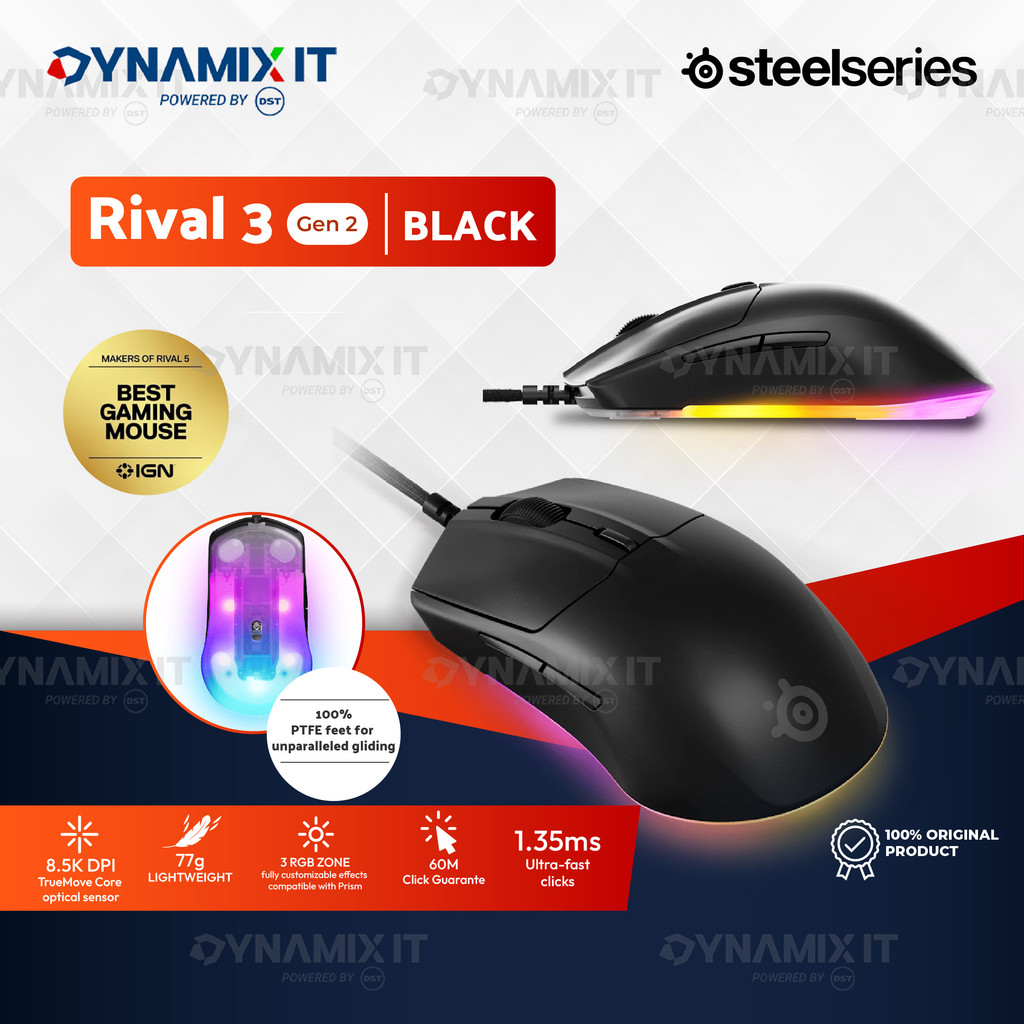 Jual SteelSeries Rival 3 RGB Gen 2 - Gaming Mouse - Black | Rival 3 Gen ...