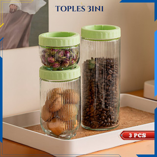 Jual Toples Kue 3IN1 Toples Kaca Gladies Hazel Set 3pcs Toples Kaca
