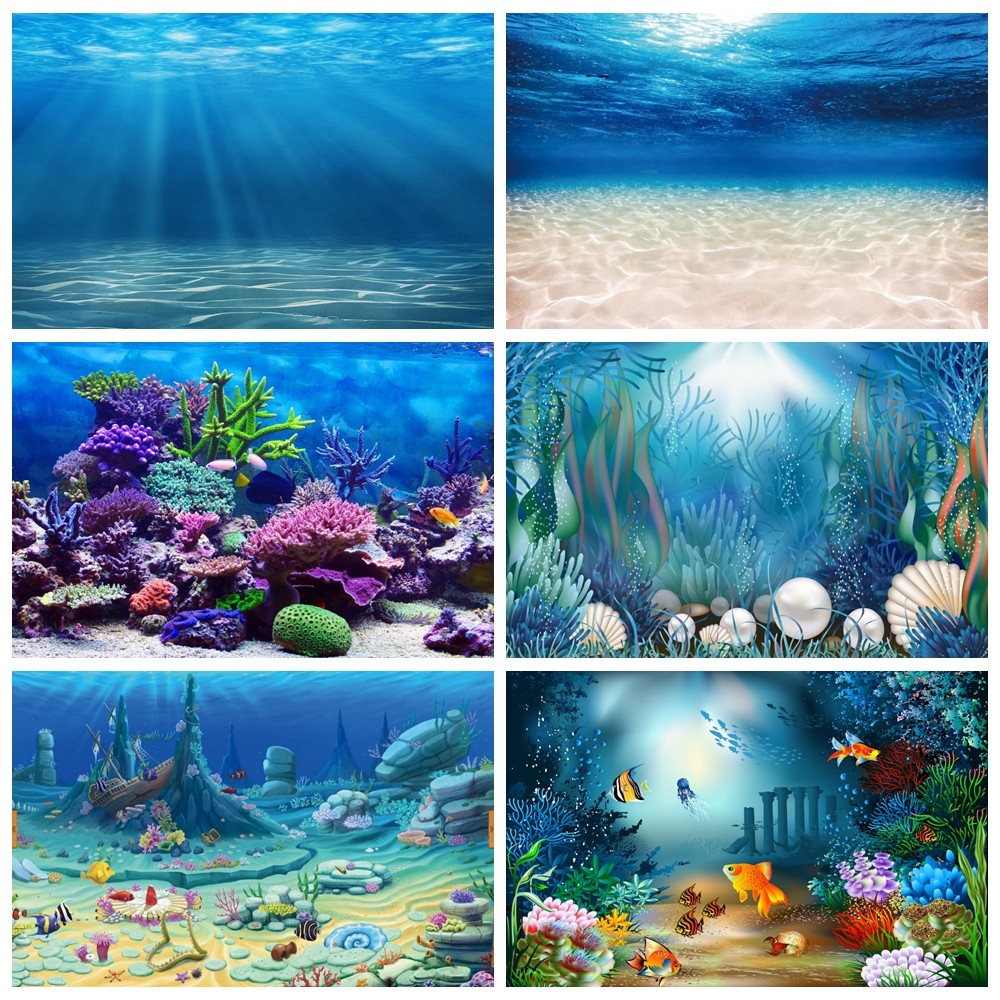 Jual Underwater World Seabed Photography Backdrop Decor Ocean Undersea ...